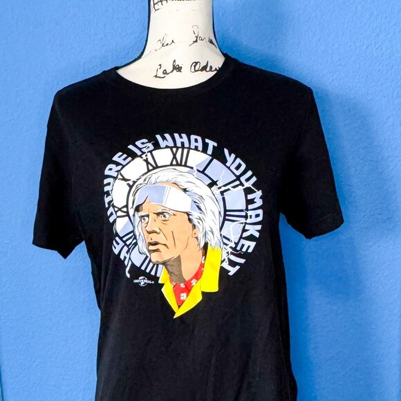 Back to the Future BTTF Black Medium Unisex T-Shirt Doc Brown - Picture 1 of 5